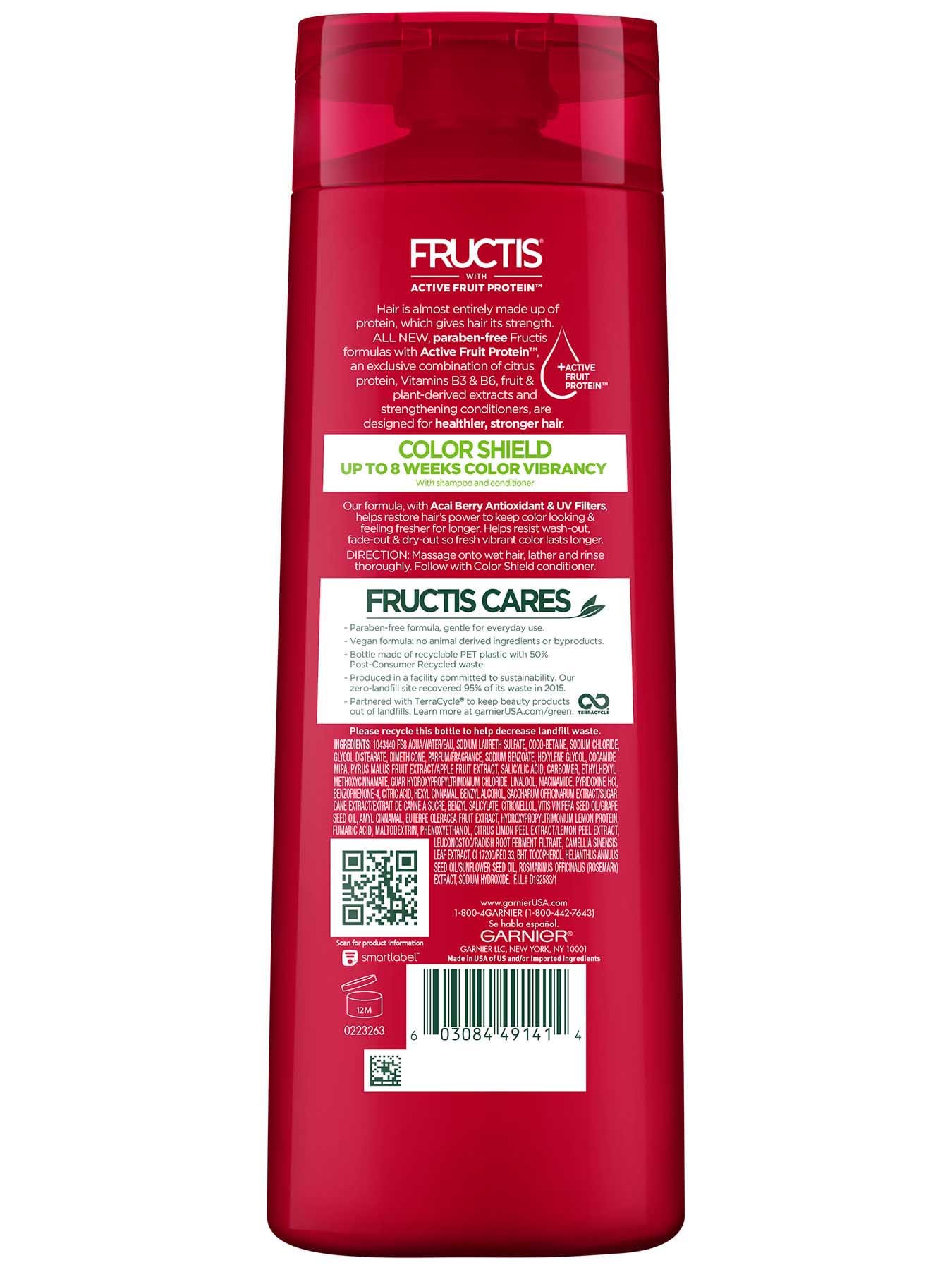Garnier Fructis Color Shield Shampoo Back Of Bottle